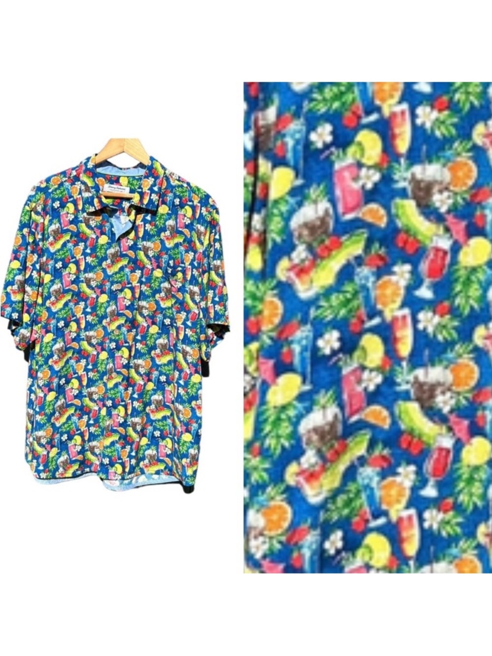 TOMMY BAHAMA Mens Size XL Veracruz‎ Cay Happy Hour Cocktails Short Sleeve Shirt